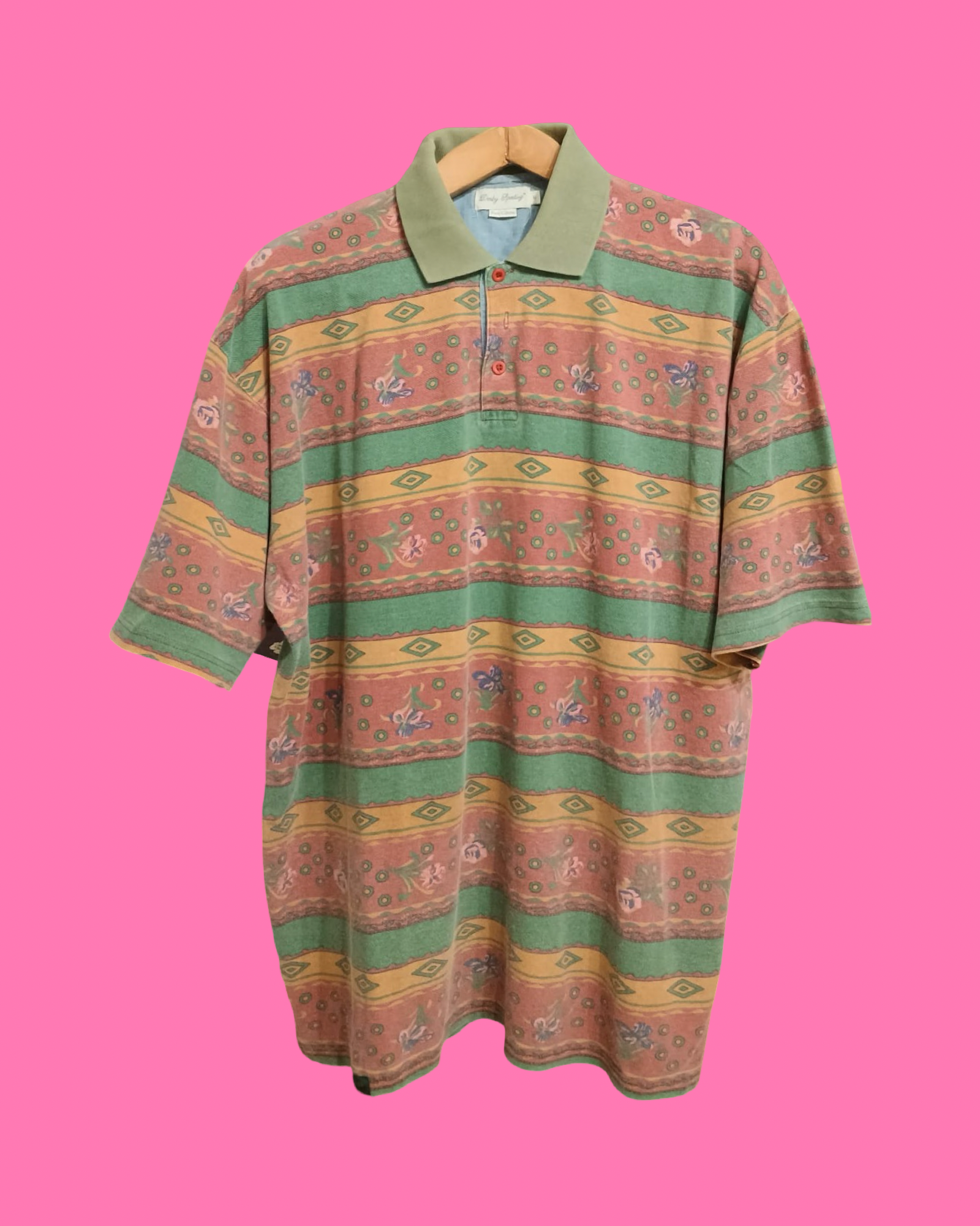 Vintage Multicolor Fantasy 90's Spring Polo Unisex Size XL