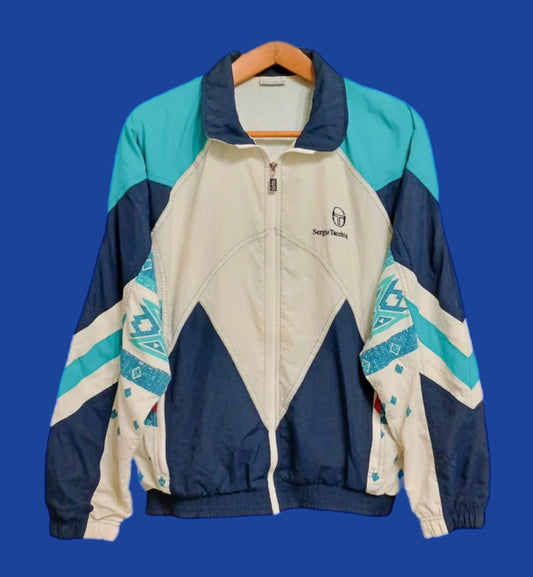 Soft Jacket Vintage Sergio Tacchini Multicolor A Fantasia Anni 90 Unisex Size M