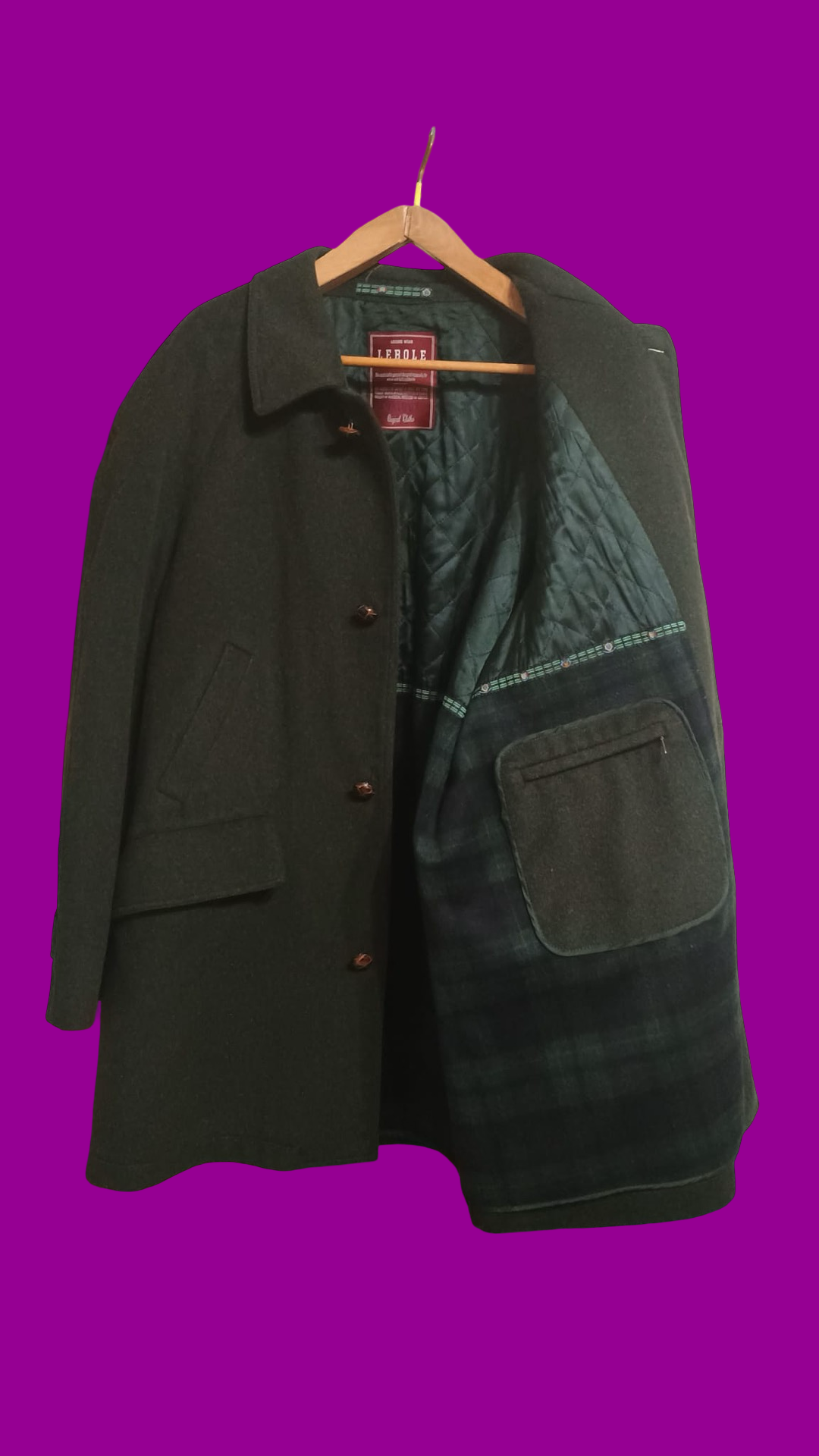 Vintage Multicolor Fantasy 90's Wool Coat Unisex Size L