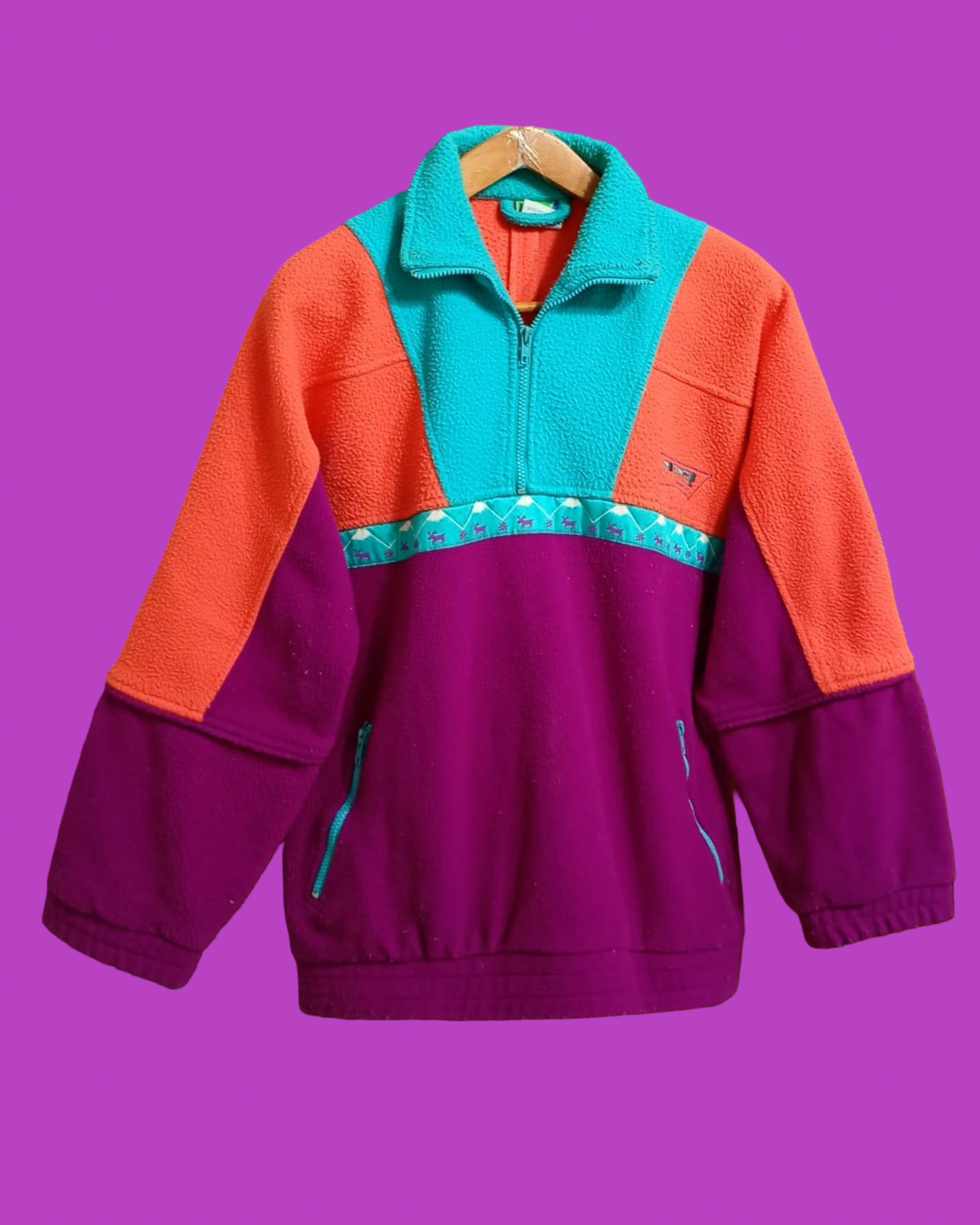 Vintage Multicolor Fantasy 90's Rare Fleece Woman Size L