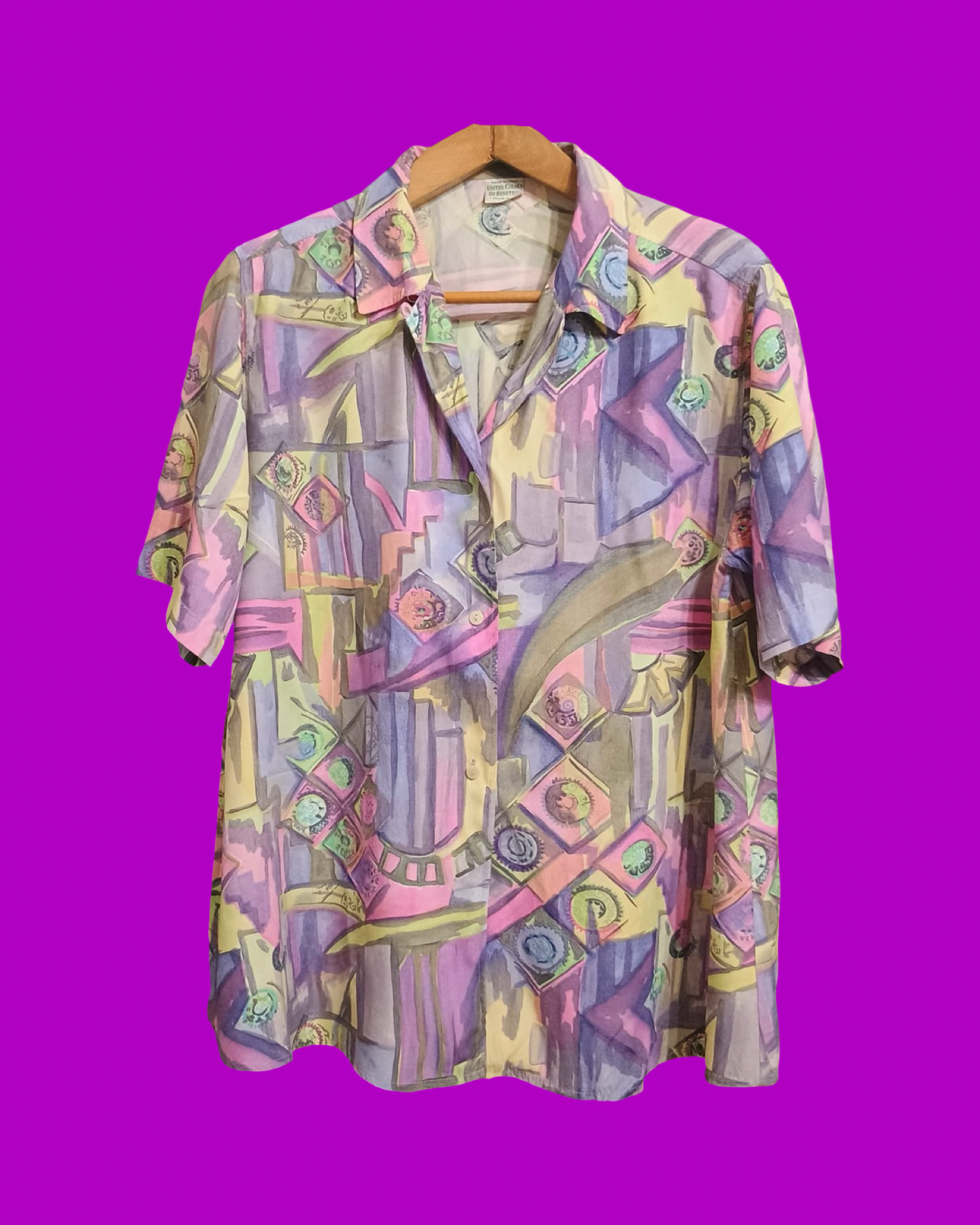 Vintage Multicolor Fantasy 90's Shirt Woman Size L