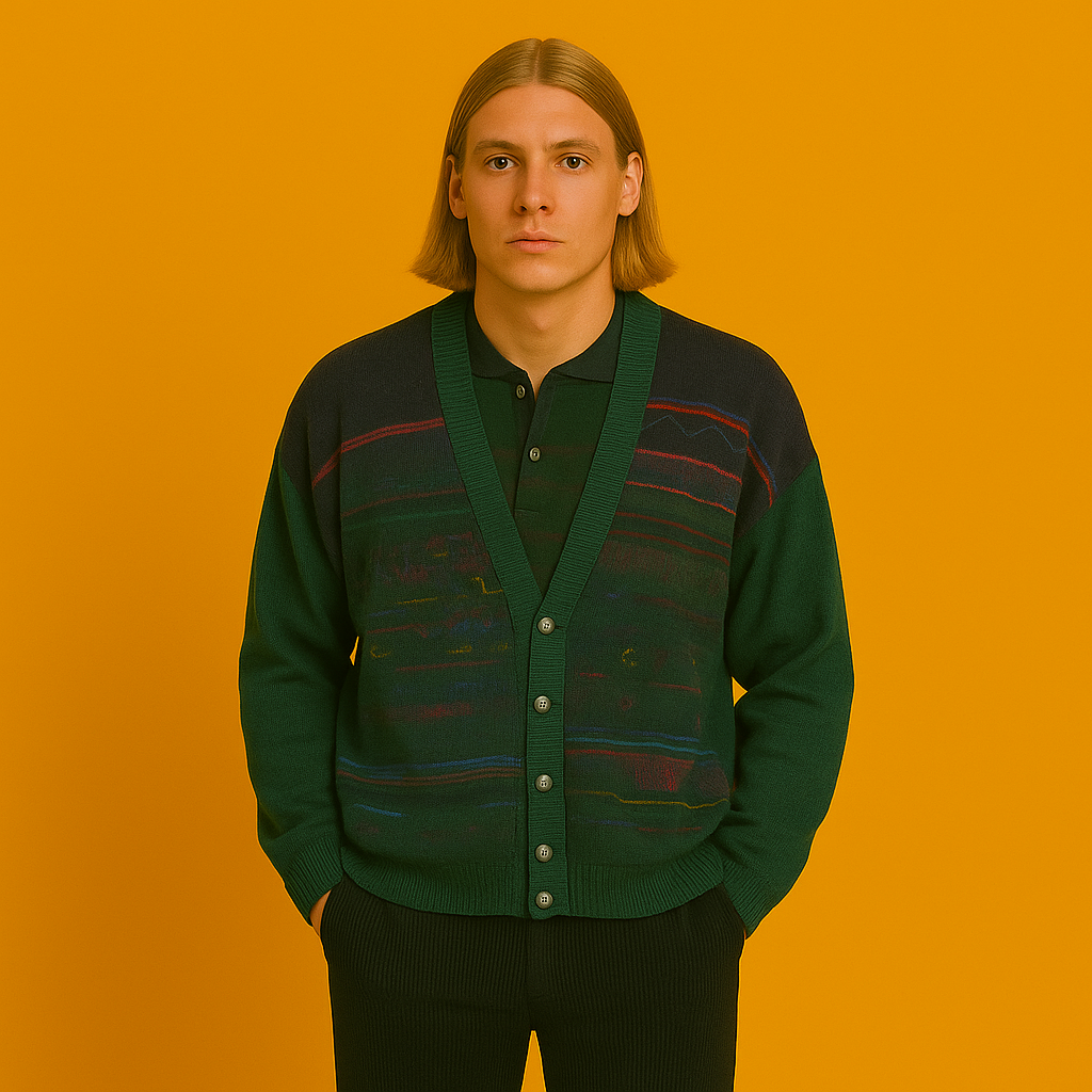 Maglione Vintage Multicolor A Fantasia Anni 90 Unisex Size L