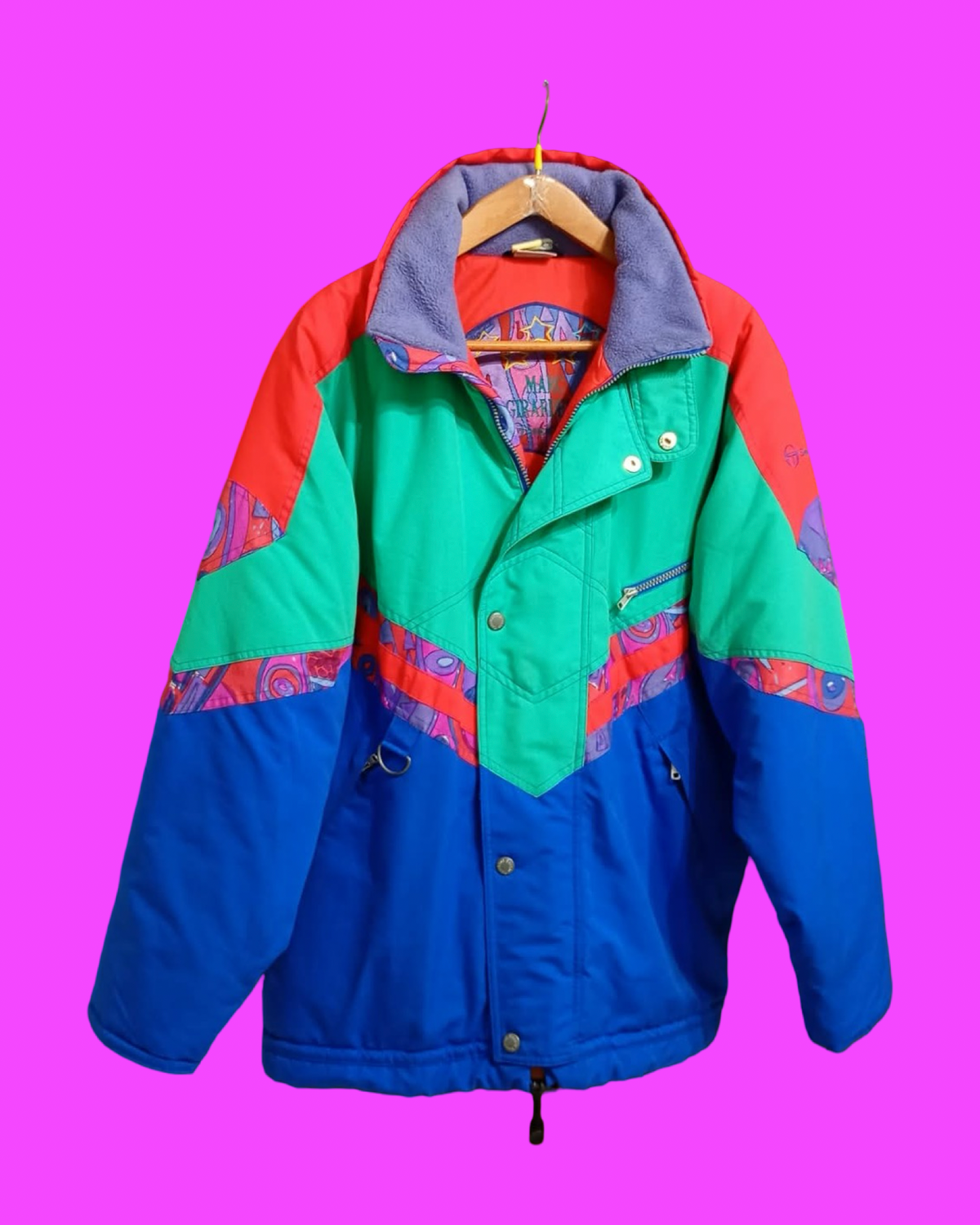 Vintage Multicolor Fantasy 90's Sergio Tacchini Snow Jacket Unisex Size M