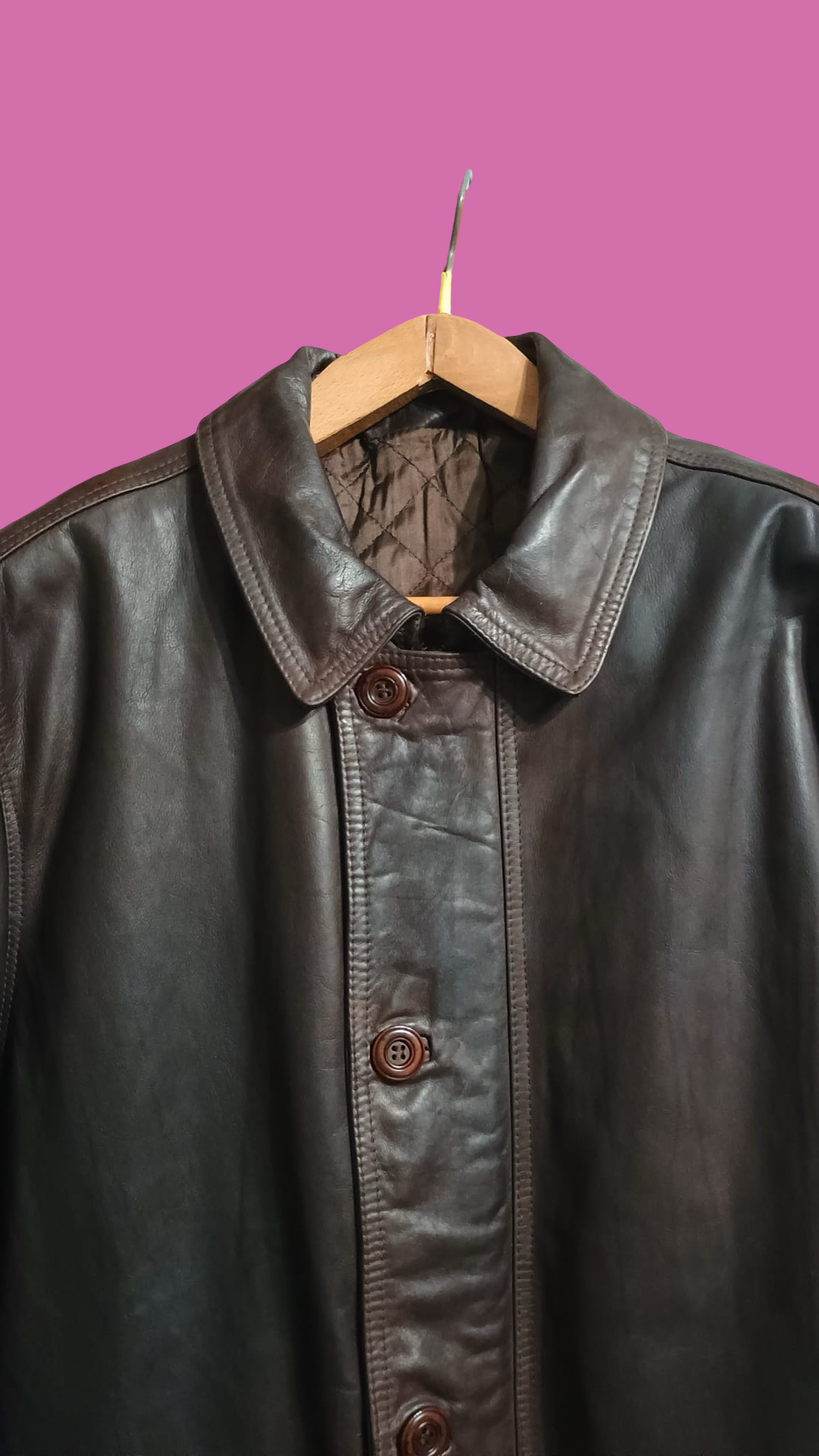 Vintage Brown Fantasy 90's Spring Leather Jacket Unisex Size L