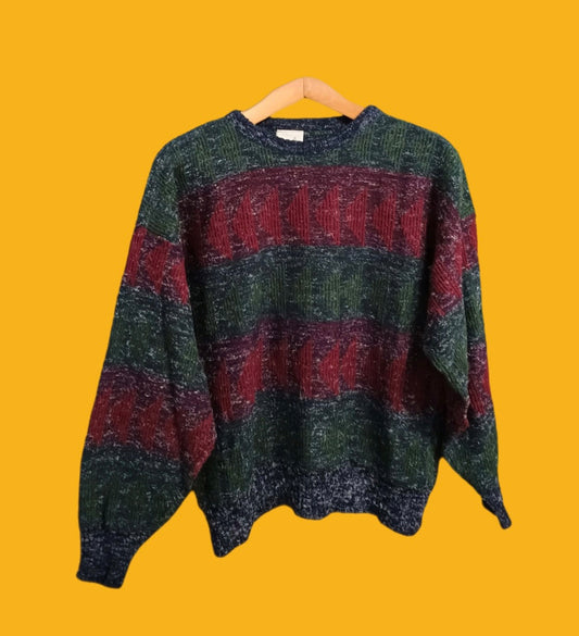 Maglione Vintage Multicolor A Fantasia Anni 90 Unisex Size M