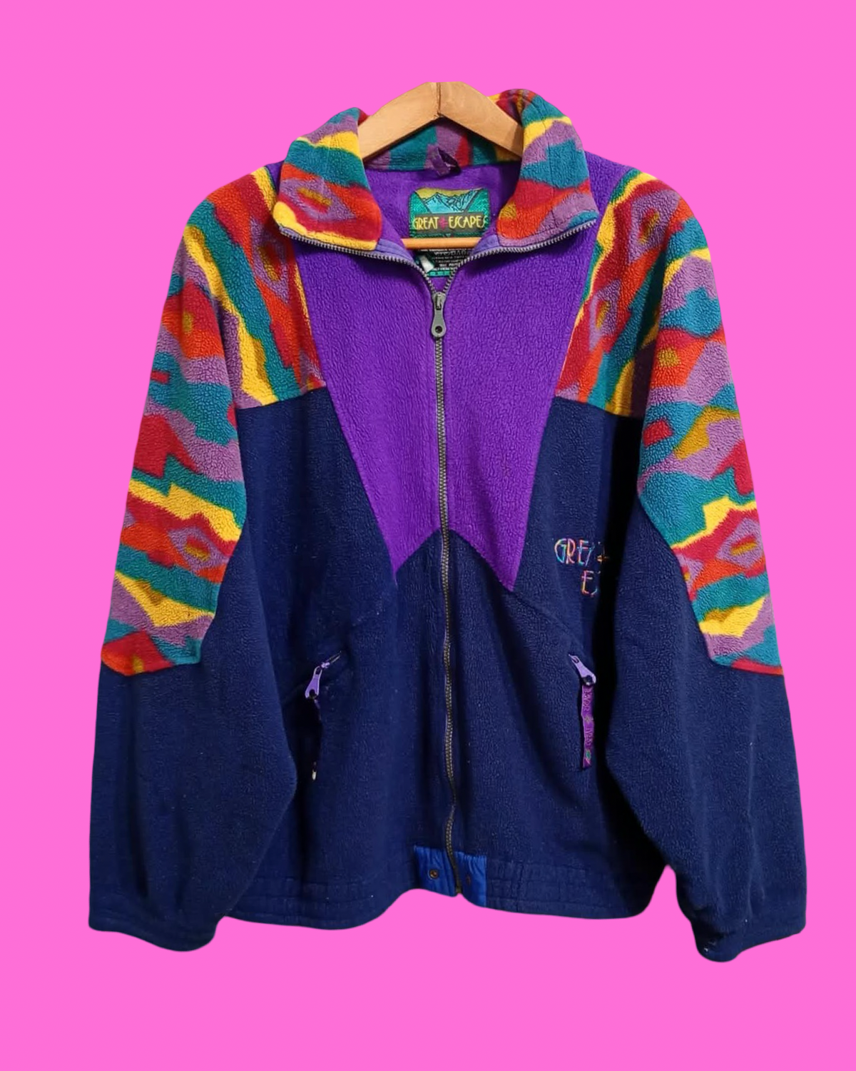 Vintage Multicolor Fantasy 90's Rare Fleece Unisex Size L