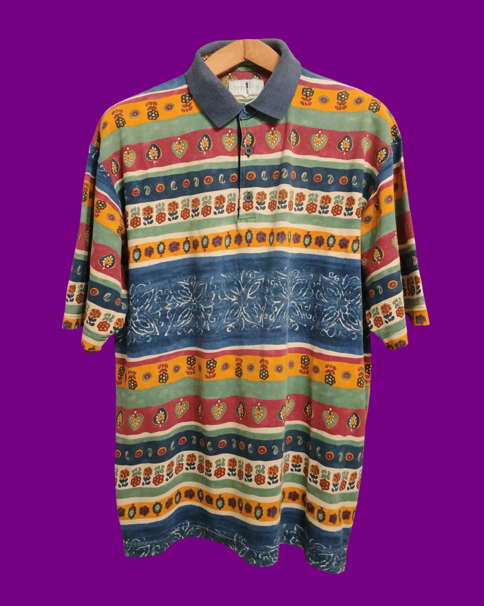 Vintage Multicolor Fantasy 90's Polo Unisex Size L