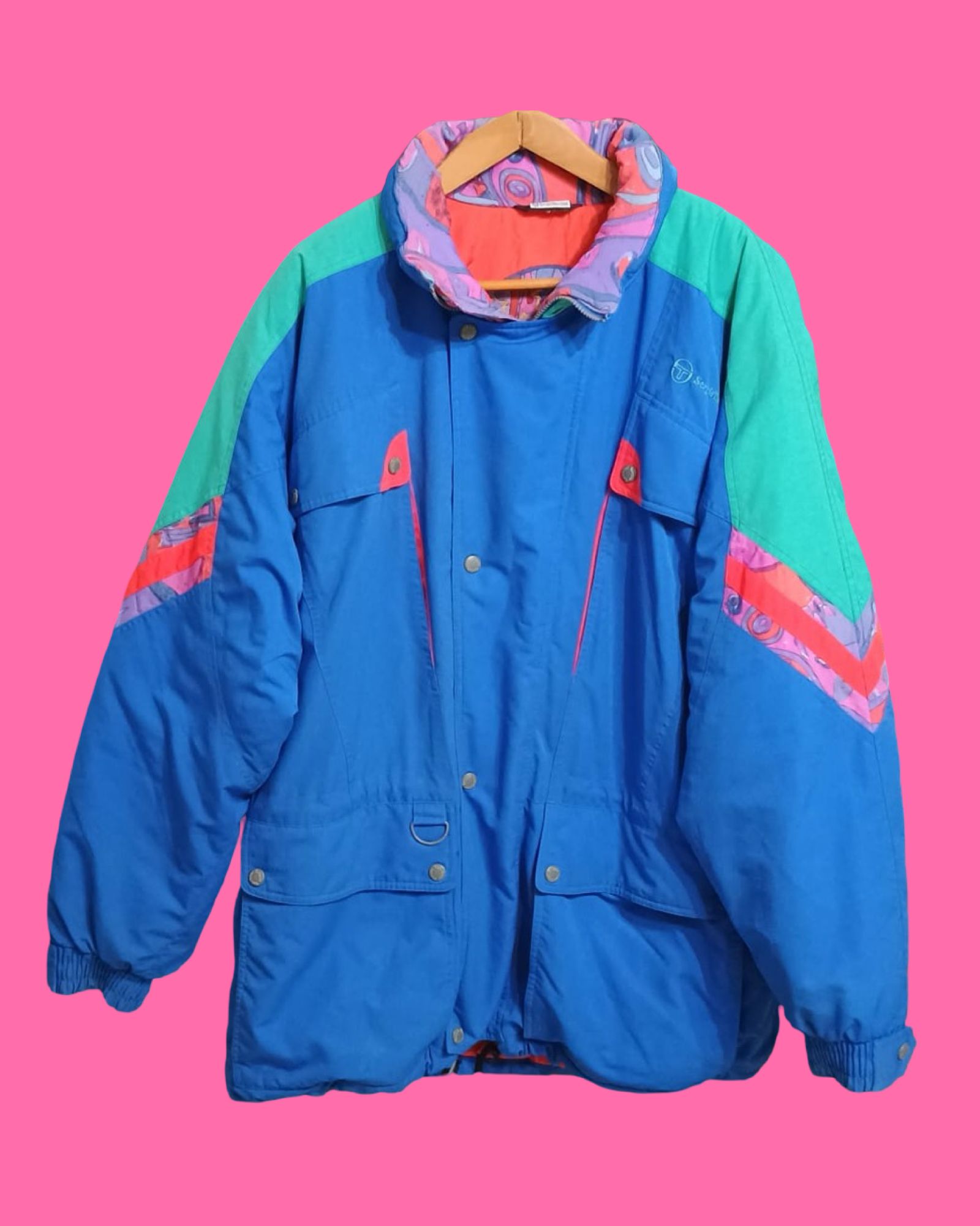 Vintage Multicolor Fantasy 90's Sergio Tacchini Snow Jacket Unisex Size XL