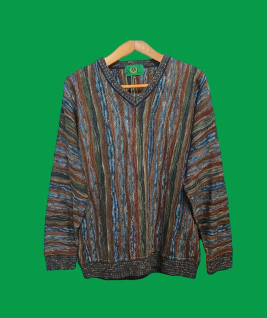 Maglione Vintage Multicolor A Fantasia Anni 90 Unisex Size L