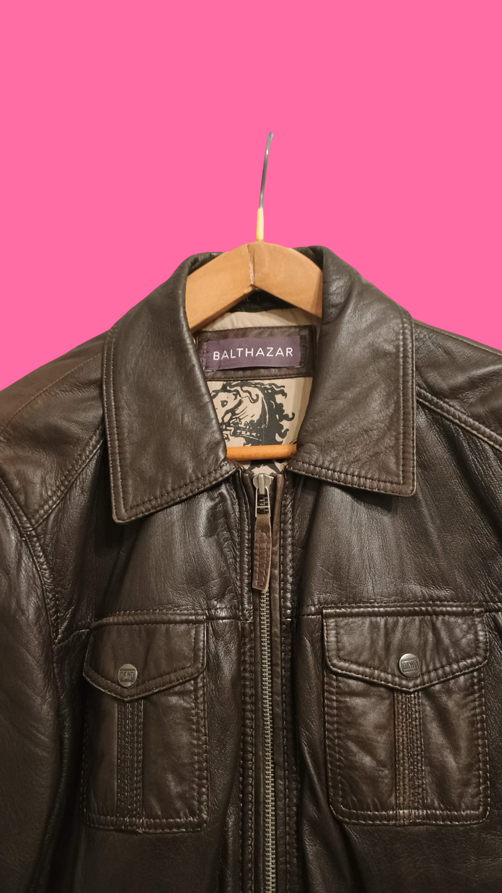 Vintage Brown 90's Spring Leather Jacket Unisex Size XL