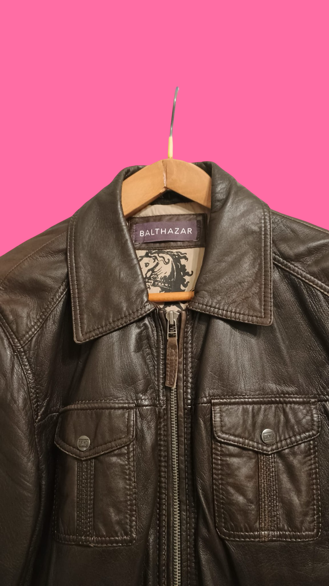Vintage Brown 90's Spring Leather Jacket Unisex Size XL