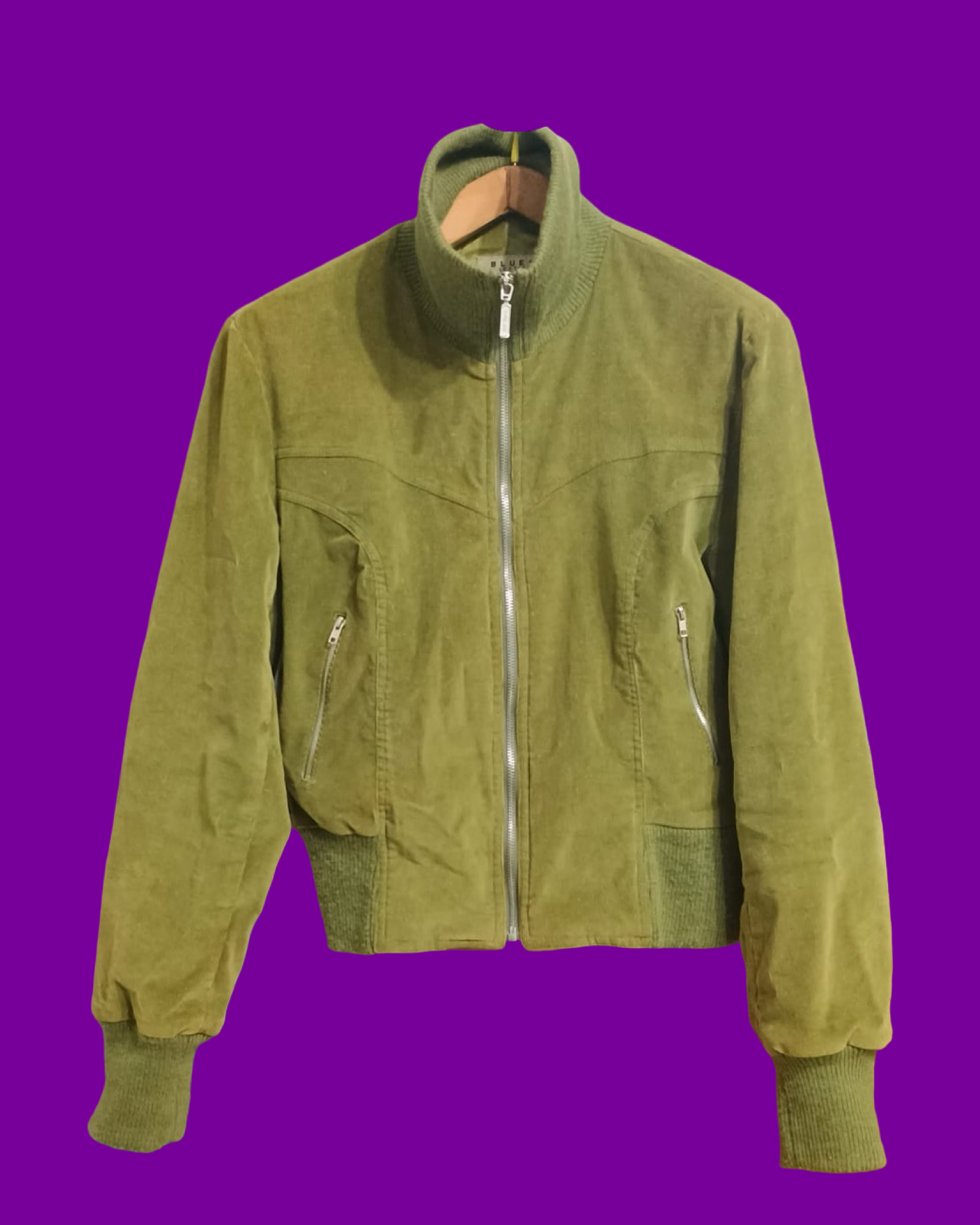 Vintage Green 90's Soft Velvet Jacket Woman Size L