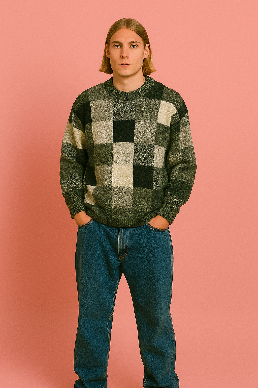 Maglione Vintage Multicolor A Fantasia Anni 90 Unisex Size L