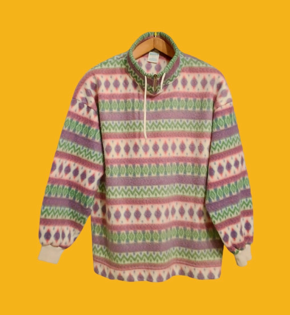 Sweatshirt Vintage Multicolor A Fantasia Anni 90 Unisex Size M