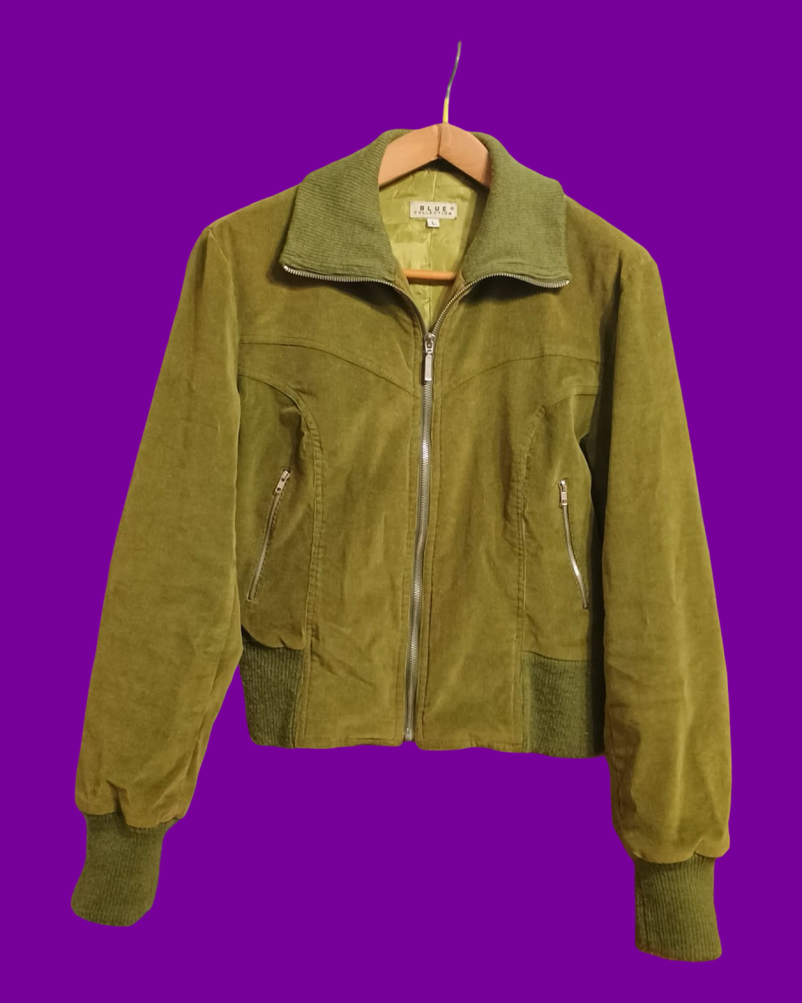 Vintage Green 90's Soft Velvet Jacket Woman Size L