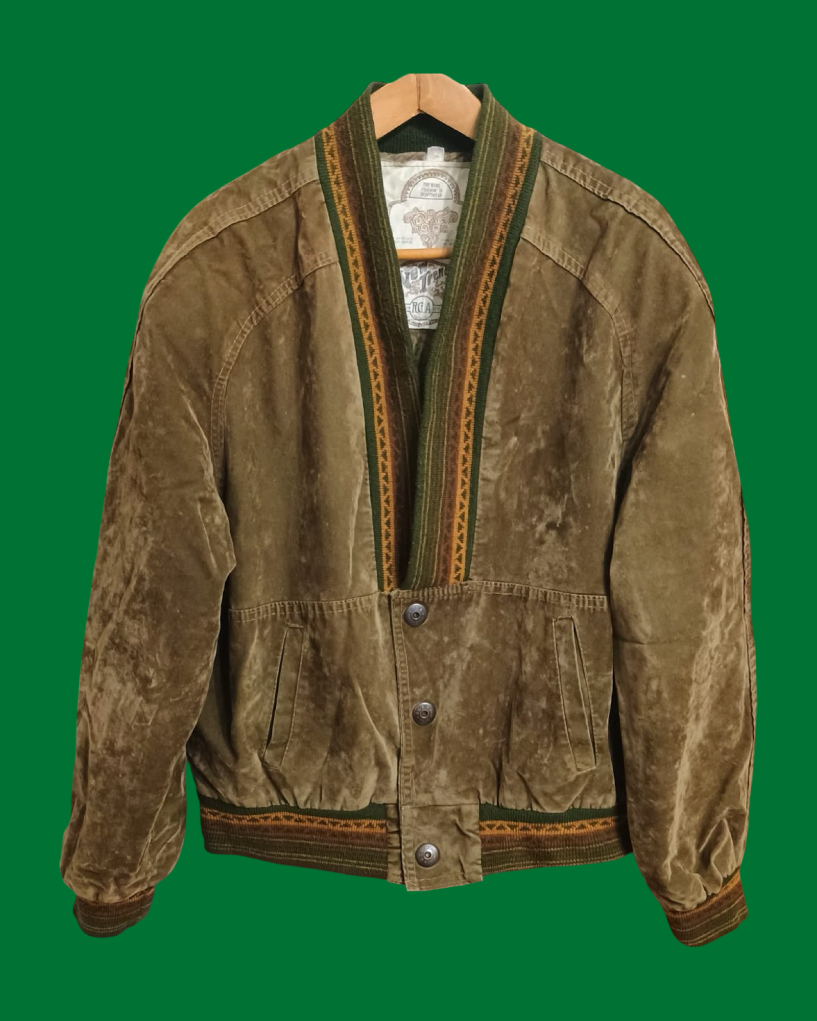 Vintage Multicolor Green 90's Leather Jacket Unisex Size M