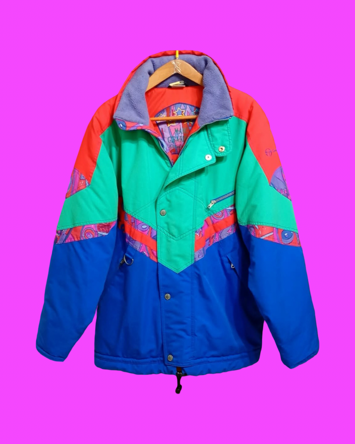Vintage Multicolor Fantasy 90's Sergio Tacchini Snow Jacket Unisex Size M