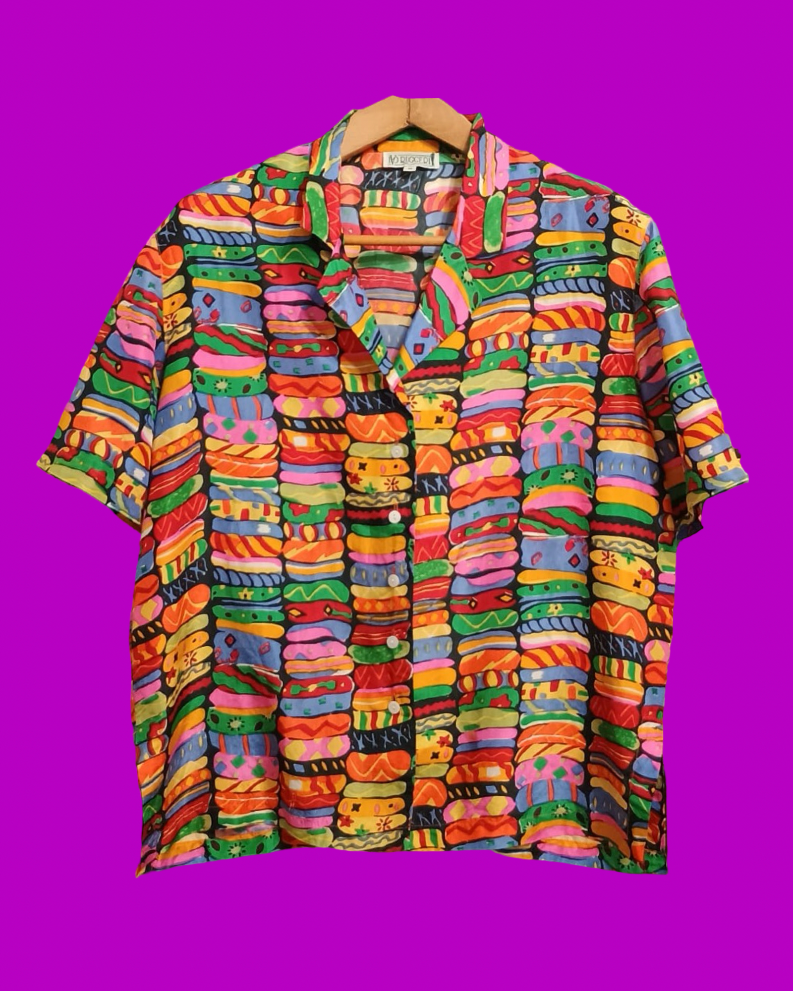 Vintage Style Multicolor Fantasy Shirt Woman Size L