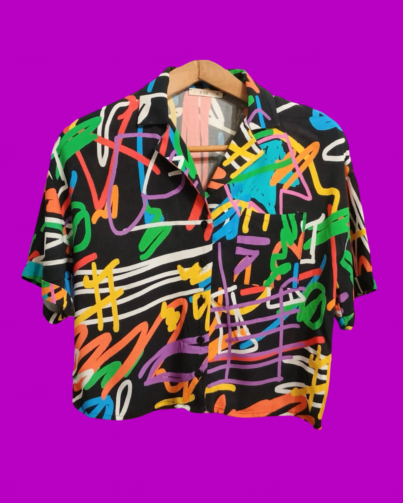 Vintage Style Multicolor Fantasy Shirt Woman Size S