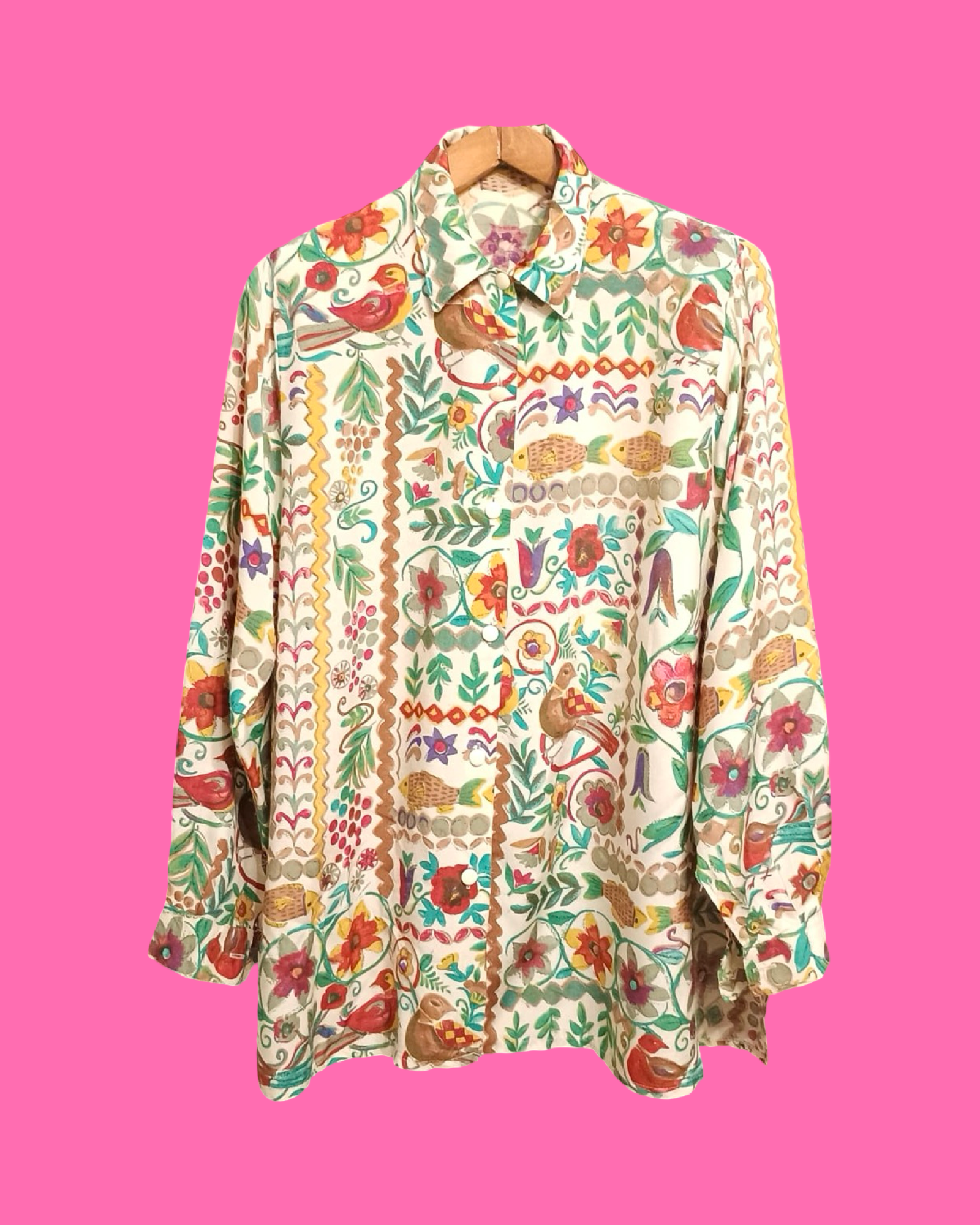 Vintage Multicolor Fantasy 90's Shirt Woman Size XL