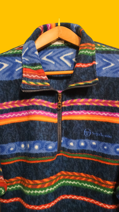 Pile Vintage Multicolor Sergio Tacchini A Fantasia Anni 90 Unisex Size XL