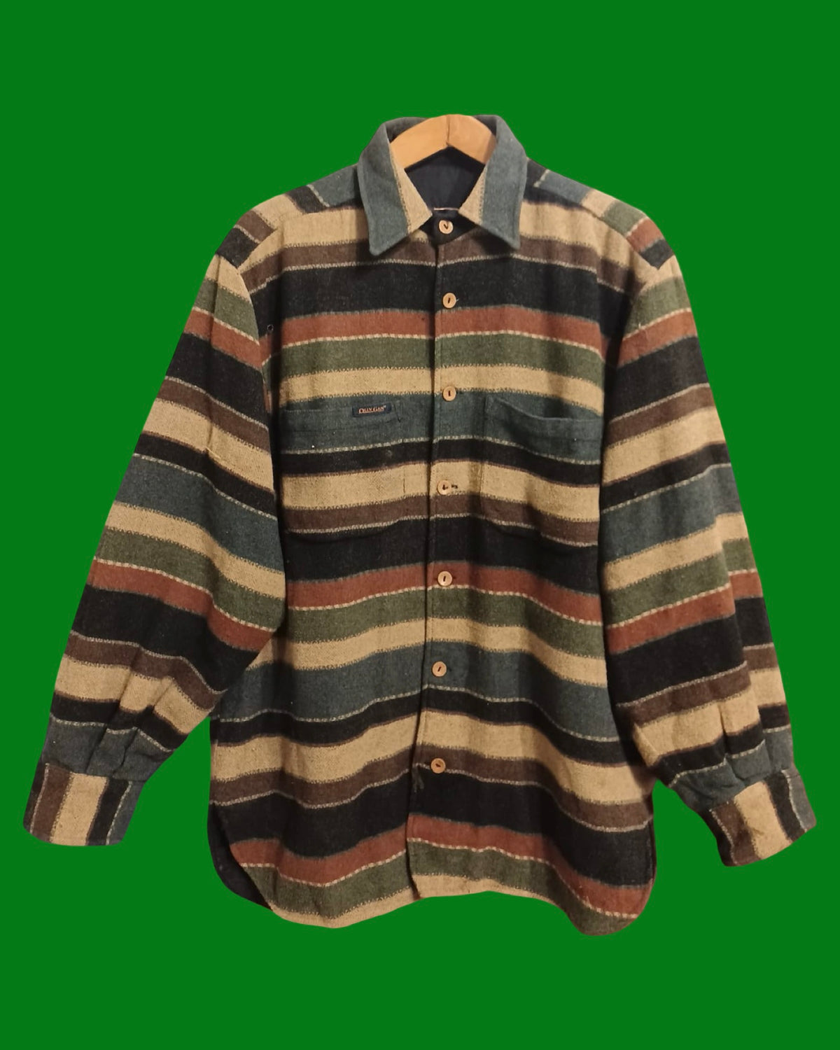 Vintage Brown 90's Spring Wool Shirt Jacket Unisex Size XL