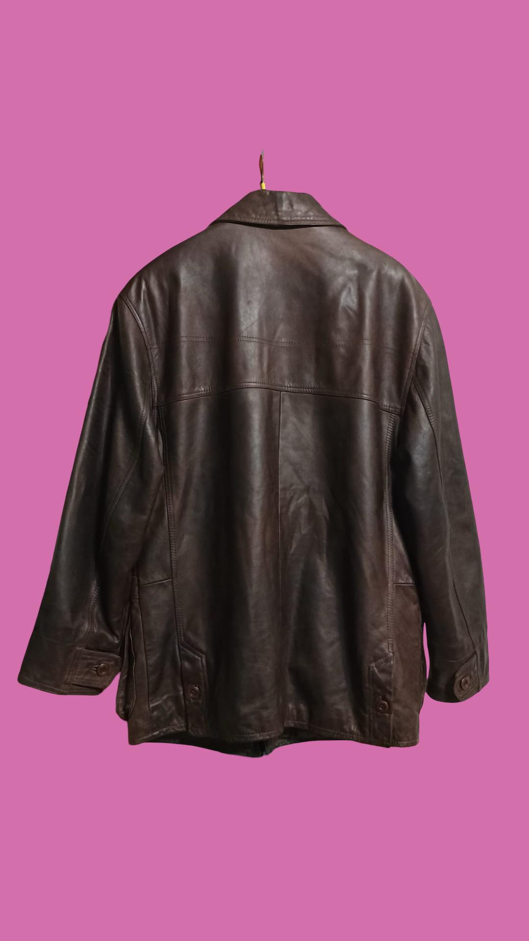 Vintage Brown Fantasy 90's Spring Leather Jacket Unisex Size L