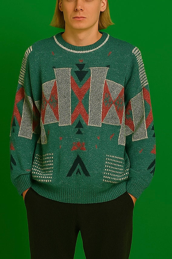 Maglione Vintage Multicolor A Fantasia Anni 90 Unisex Size M
