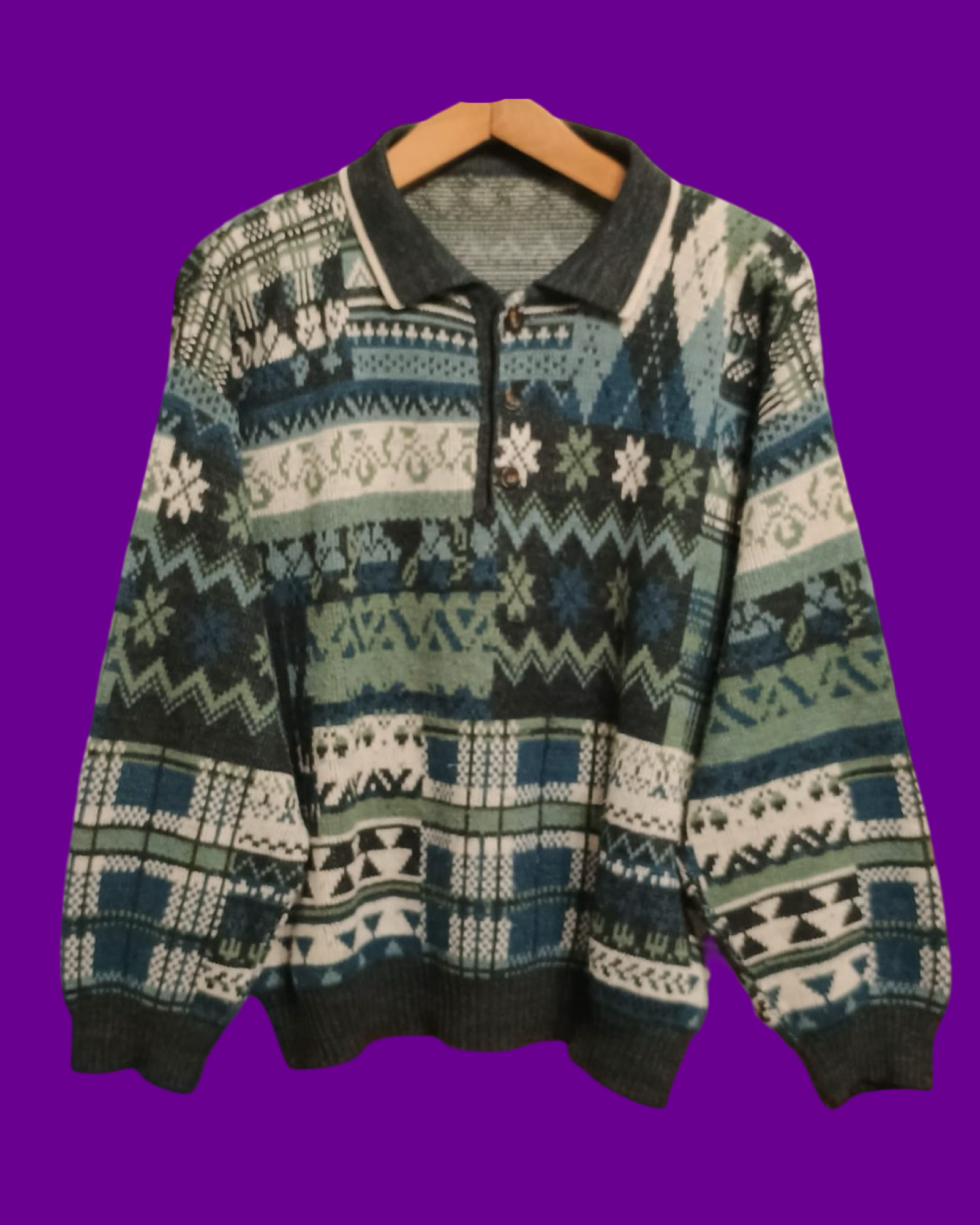 Vintage Multicolor Fantasy 90's Sweater Unisex Size M