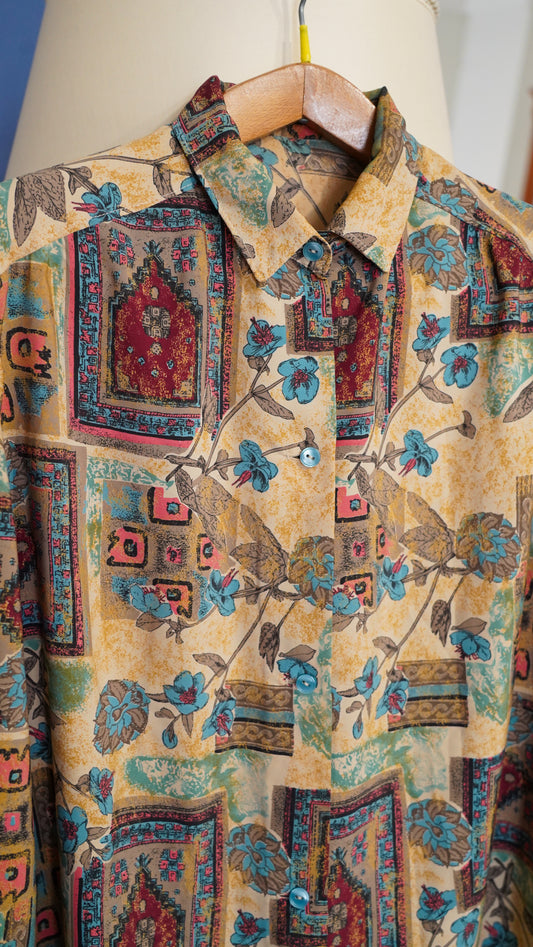 Vintage Multicolor Fantasy Shirt Woman Size L