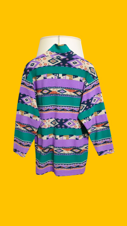 Pile Vintage Sergio Tacchini Multicolor A Fantasia Anni 90 Unisex Size L