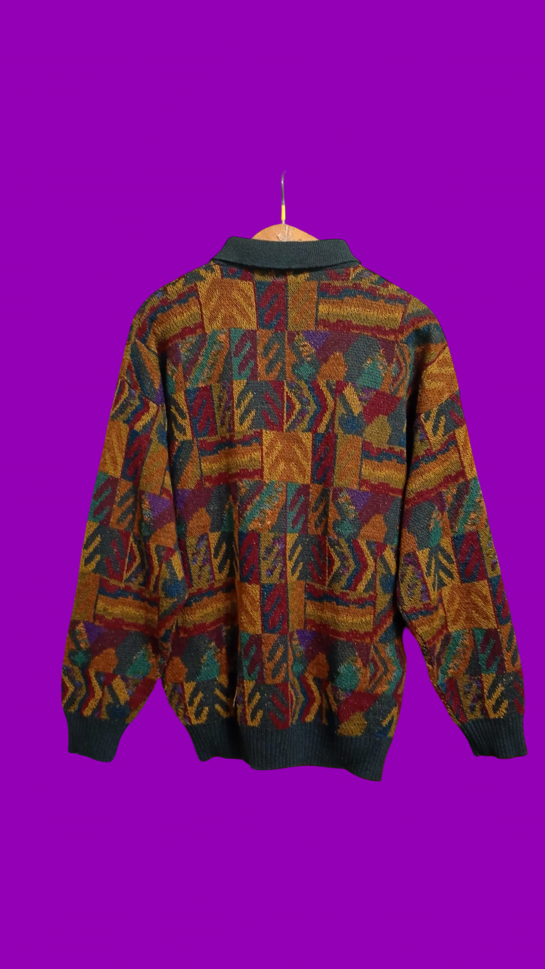 Vintage Multicolor Fantasy 90's Rare Wool Sweater Unisex Size L