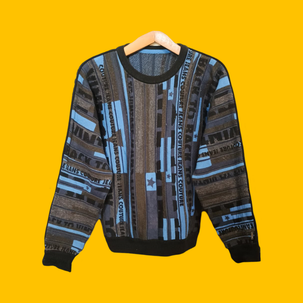Maglione Vintage Multicolor A Fantasia Anni 90 Unisex Size S