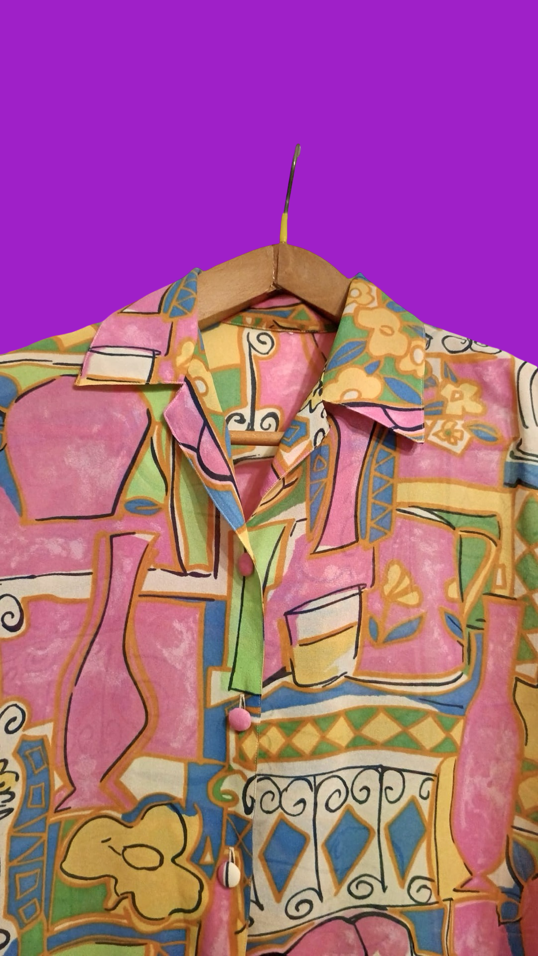 Vintage Multicolor Fantasy 90's Shirt Woman Size L