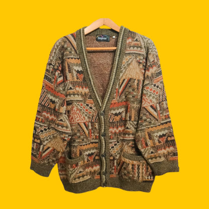 Maglione Vintage Multicolor A Fantasia Anni 90 Unisex Size XL