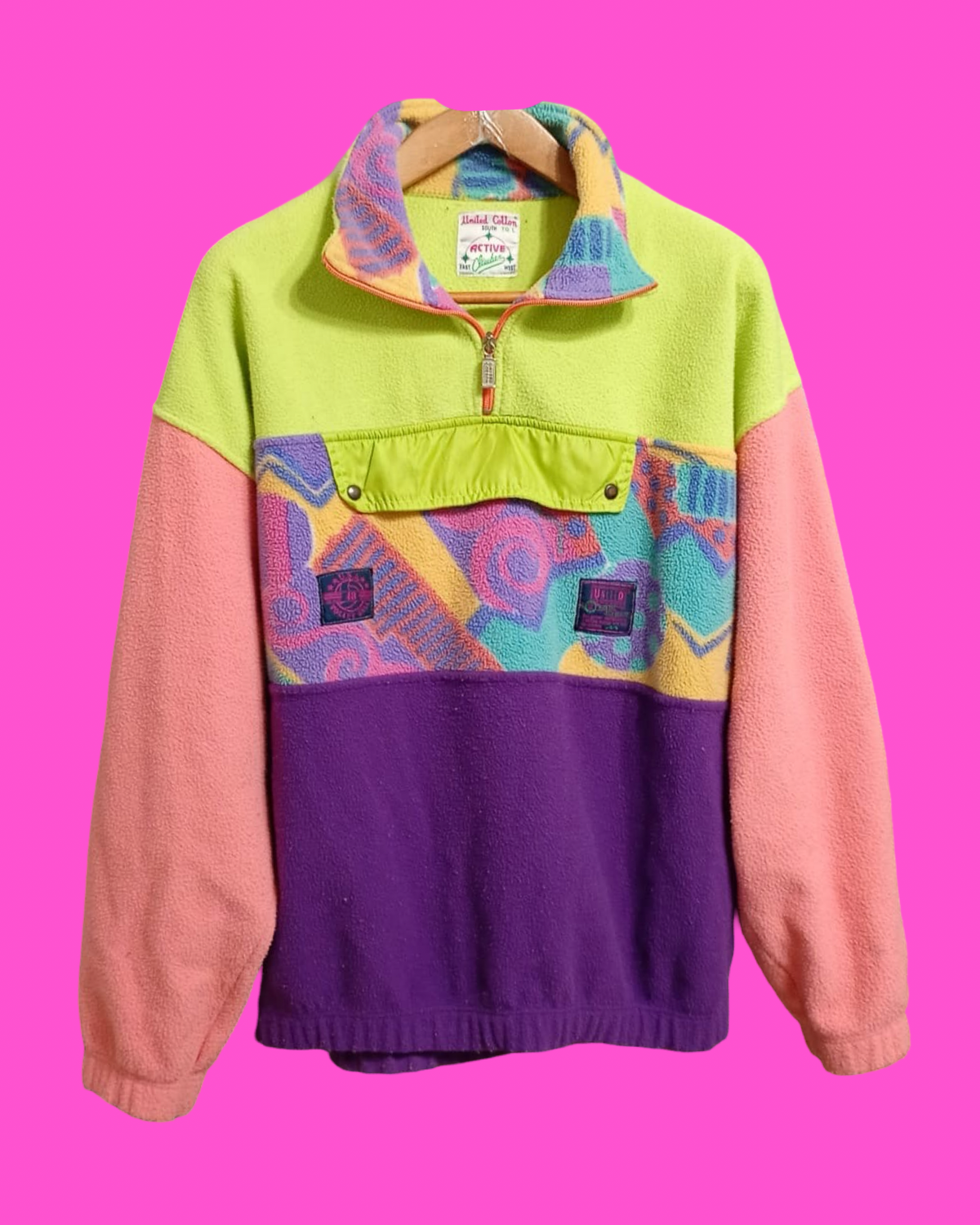 Vintage Multicolor Fantasy 90's Rare Fleece Unisex Size L