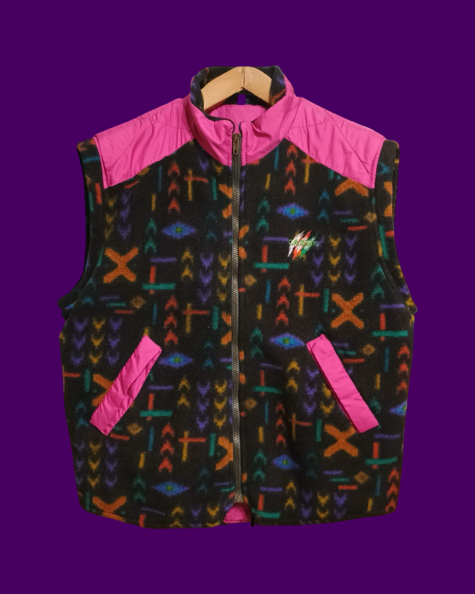 Vintage Multicolor Fantasy 90's Fleece Gilet Unisex Size M