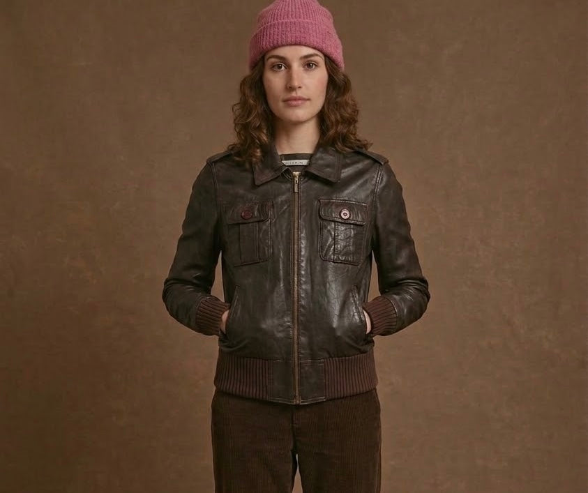 Vintage Brown 90's Spring Leather Jacket Woman Size S