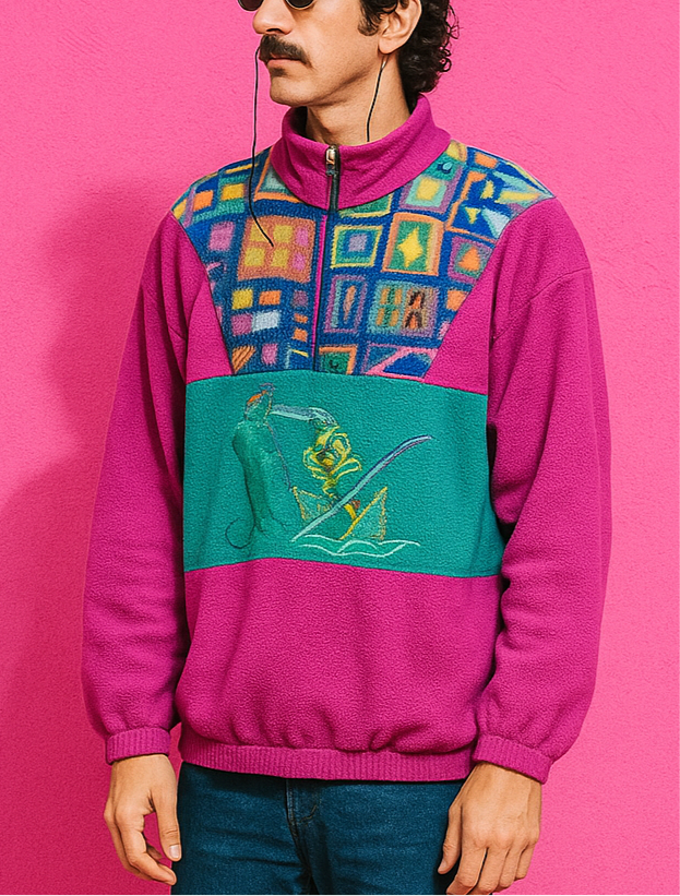 Sweatshirt Vintage Multicolor A Fantasia Anni 90 Unisex Size M