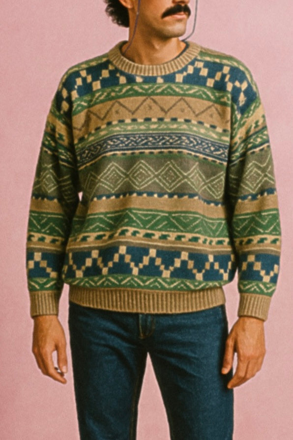 Maglione Vintage Multicolor A Fantasia Anni 90 Unisex Size L