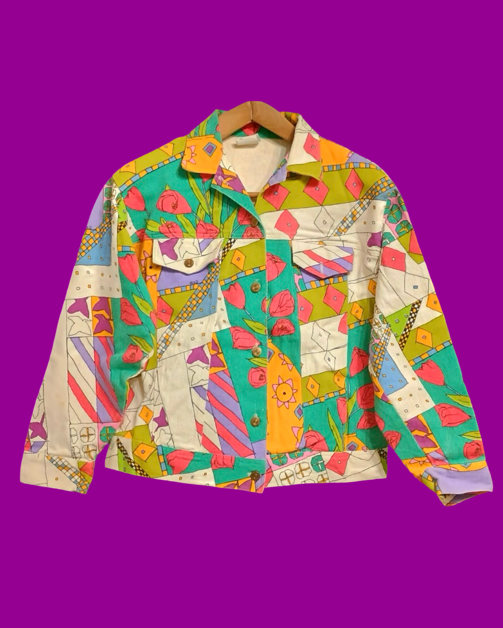 Vintage Multicolor Fantasy 90's Jacket Spring Woman Size L