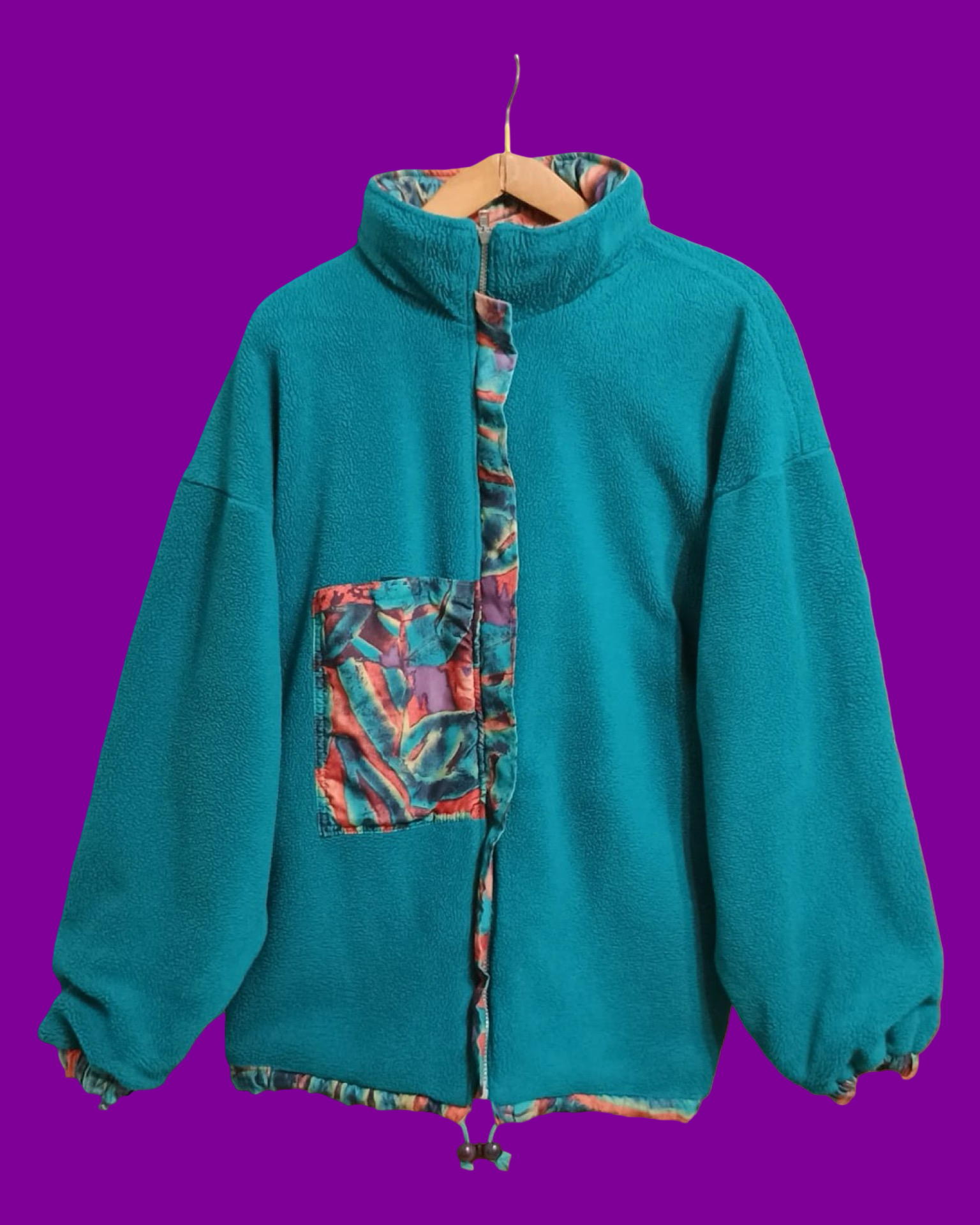 Vintage Multicolor Fantasy 90's Fleece Jacket Unisex Size L