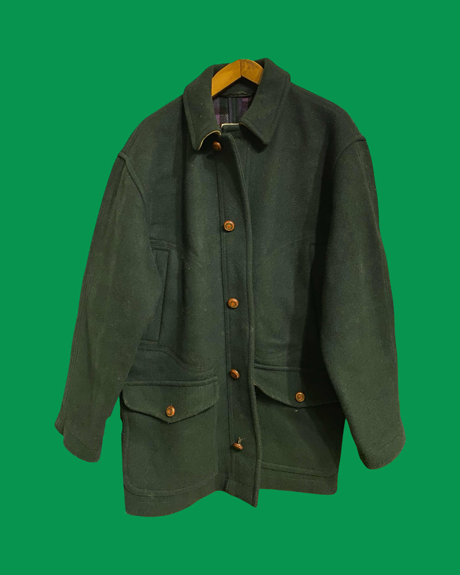 Vintage Green 90's Wool Jacket Unisex Size XL
