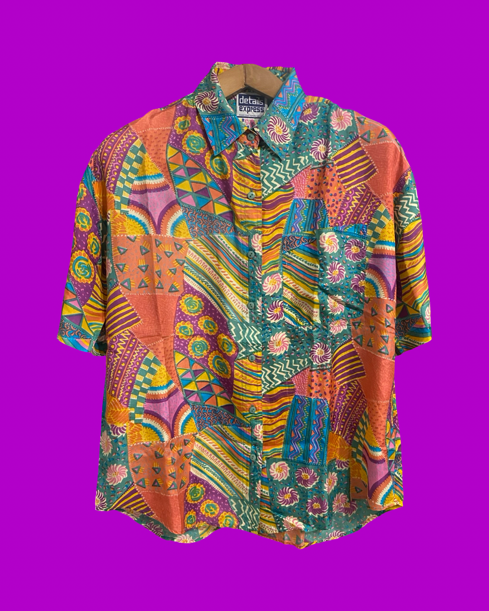 Vintage Multicolor Fantasy 90's Shirt Woman Size L