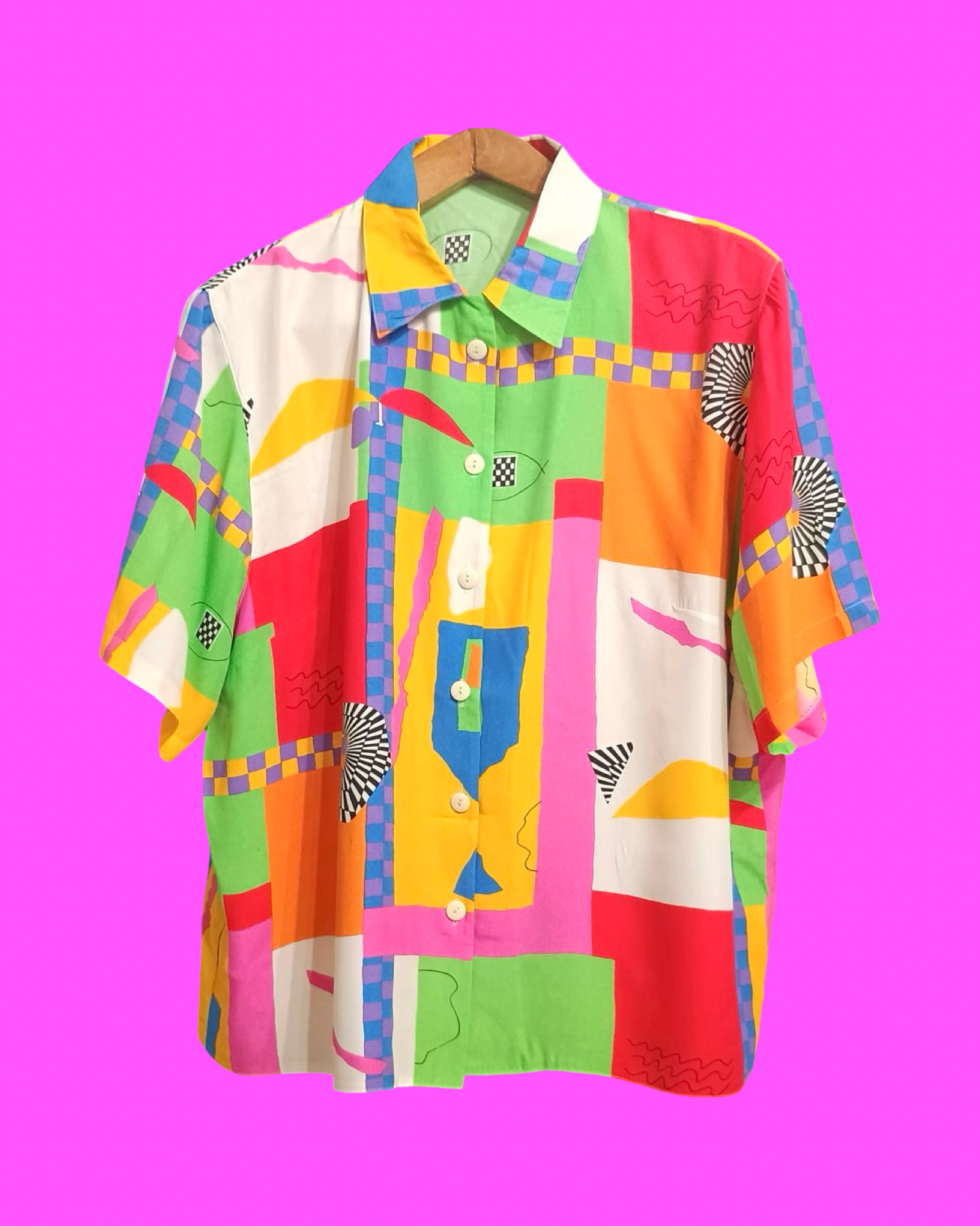 Vintage Multicolor Fantasy 90's Shirt Woman Size L