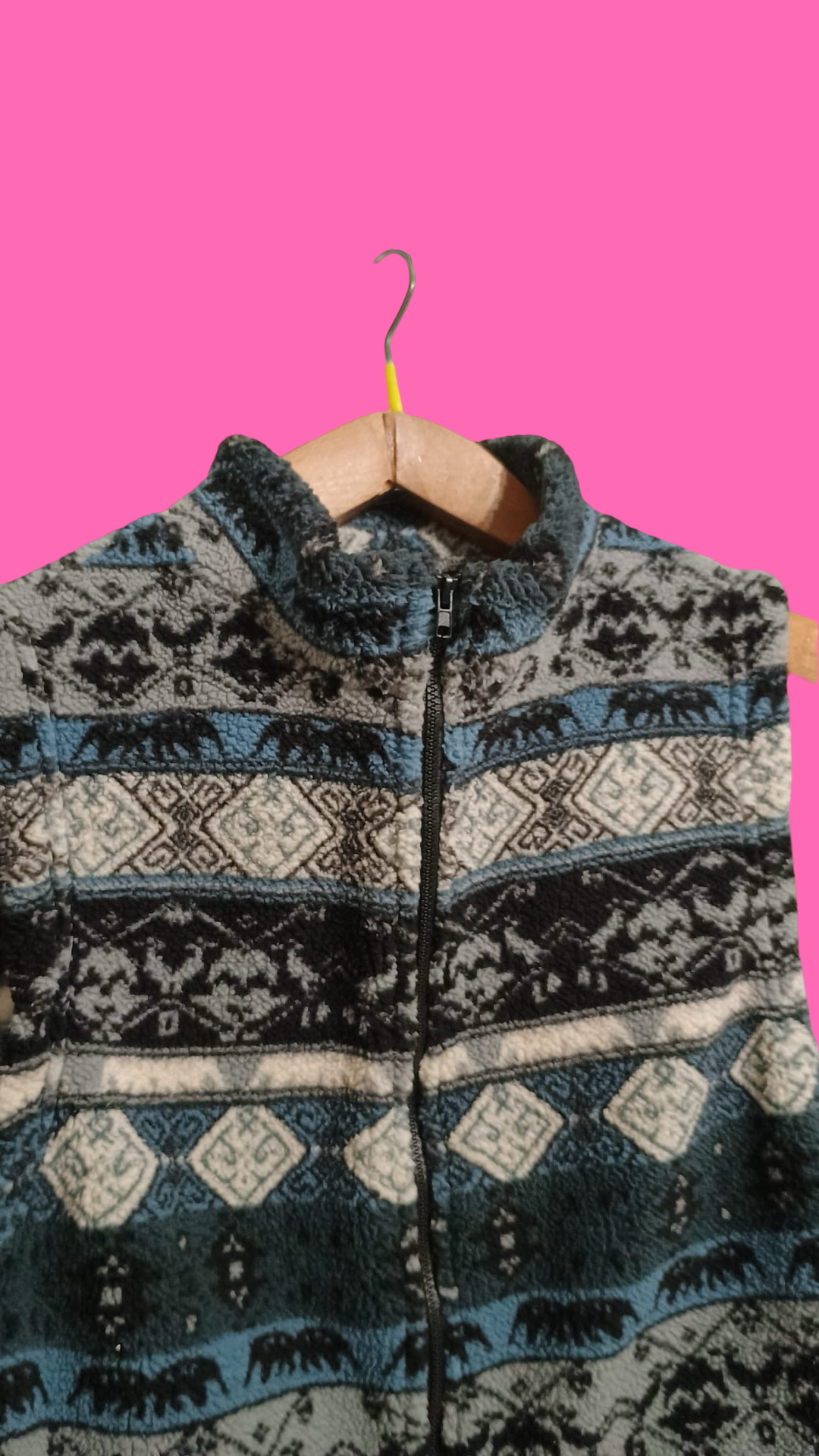 Vintage Multicolor Fantasy 90's Fleece Gilet Unisex Size S