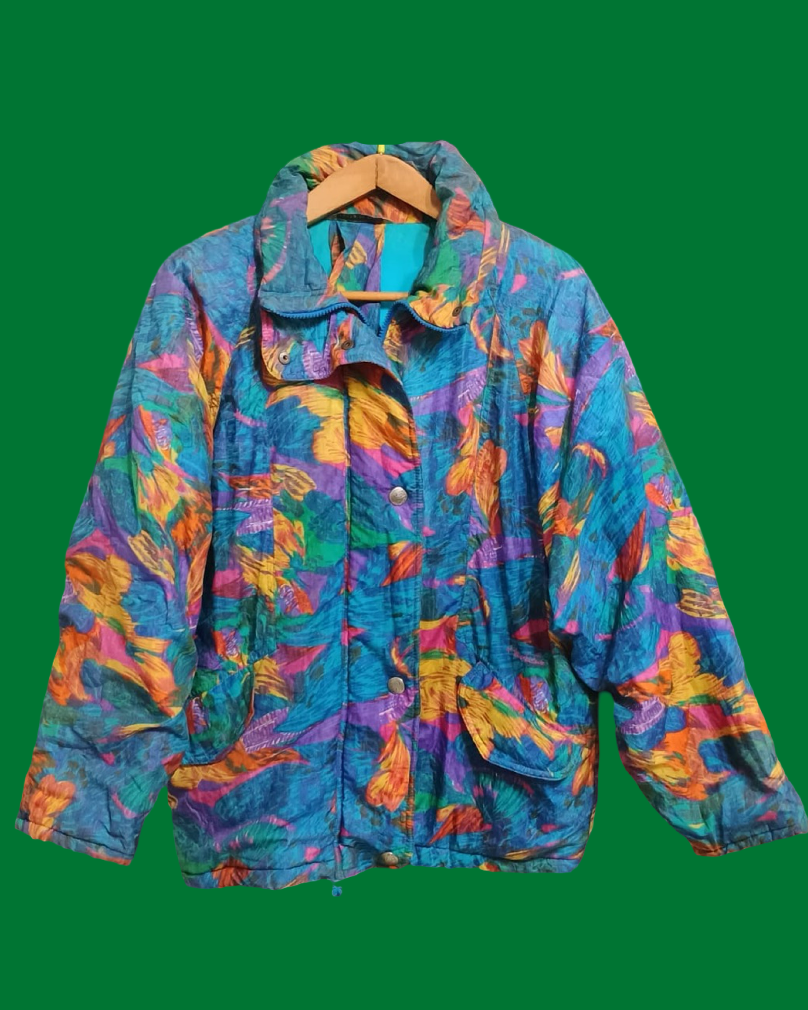 Vintage Multicolor Fantasy 90's Winter Jacket Woman Size XL