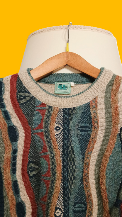 Maglione Vintage Multicolor A Fantasia Anni 90 Unisex Size L
