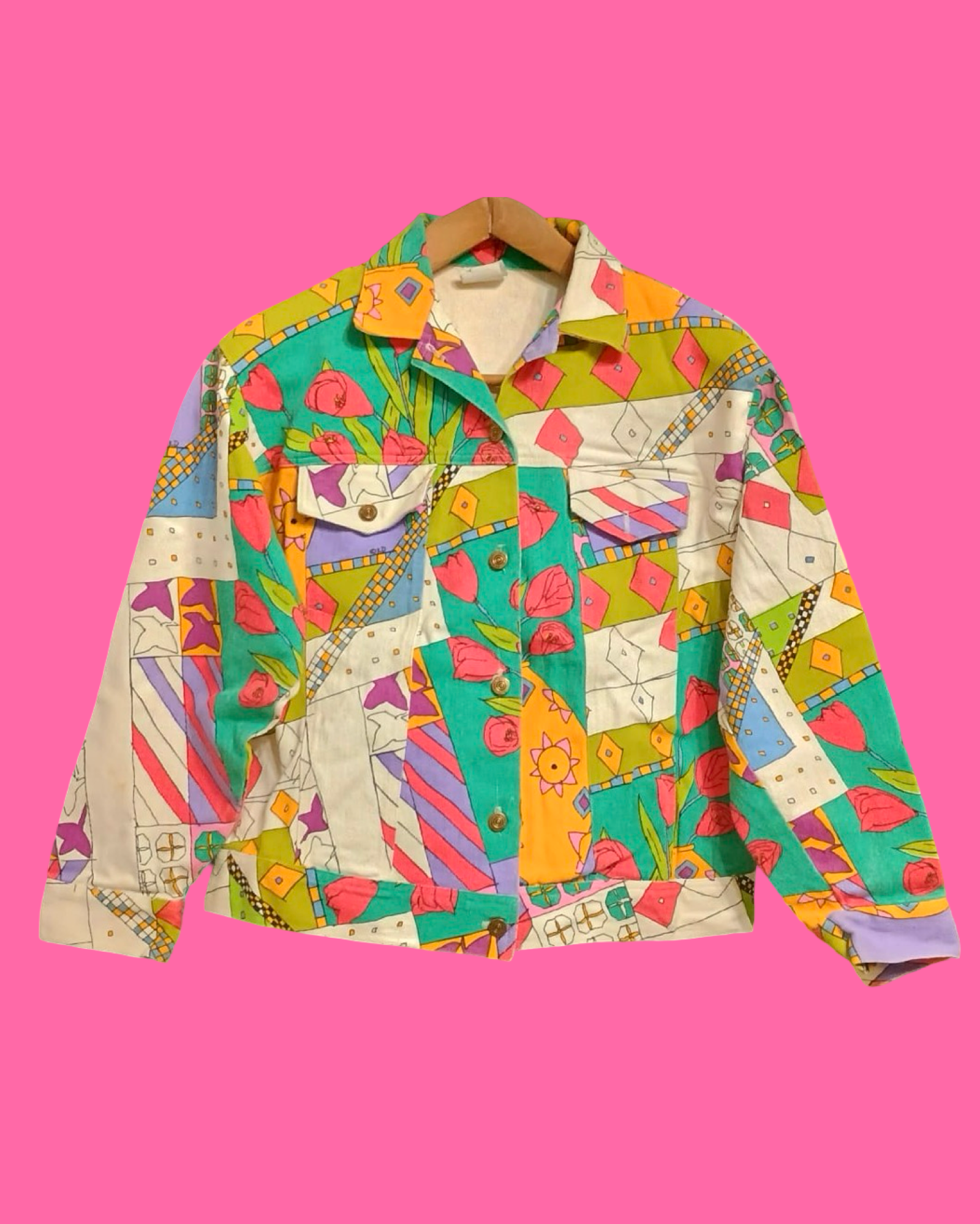 Vintage Multicolor Fantasy 90's Jacket Spring Woman Size L