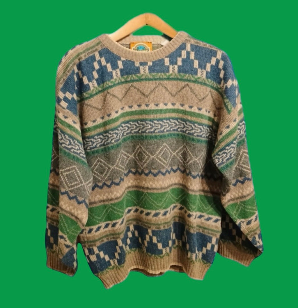 Maglione Vintage Multicolor A Fantasia Anni 90 Unisex Size L